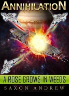 A rose grows in weeds