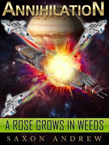 A rose grows in weeds